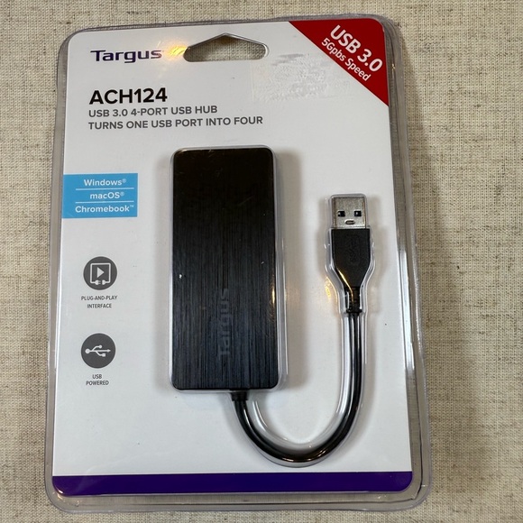 Targus USB 3.0 4-Port Hub - Black Brand New - Picture 1 of 2